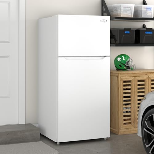 Image of KoolMore 28 Inch 14 Cu Ft Top Freezer Refrigerator, White, Freestanding Full Size Fridge Freezer for Home Kitchen or Garage