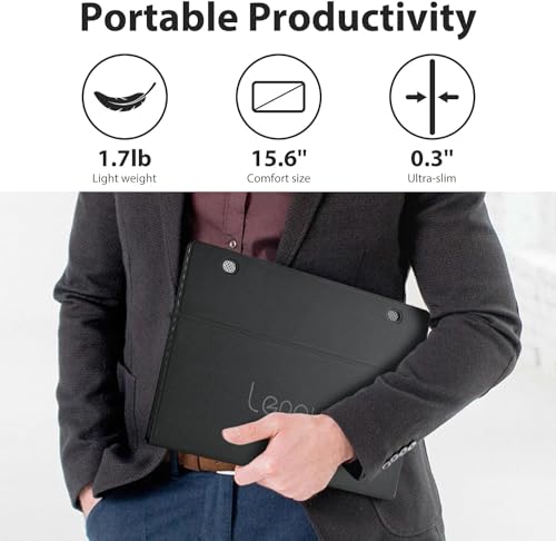 Image of Lepow Portable Monitor 15.6 Inch, FHD 1080P USB-C HDMI Gaming Ultra-Slim IPS Display Eye Care Screen with Speakers, External Monitor for Laptop PC PS4 Xbox Phone w /Smart Cover, Plug & Play Black