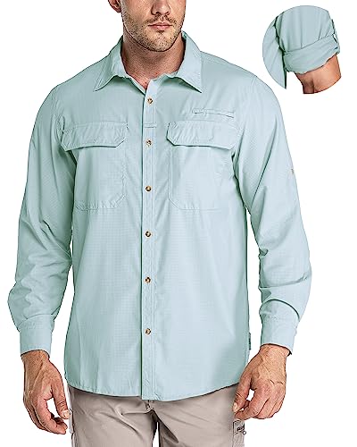 33,000ft Men's Long Sleeve Sun Protection Shirt UPF 50+ UV Quick Dry Cooling Fishing Shirts for Travel Safari Camping Hiking
