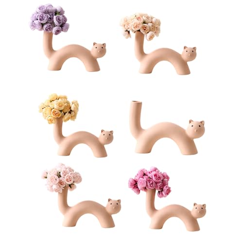 Jarrones de cerámica para gatos floreros estables que solucionan la decoración de mesas vacías 6