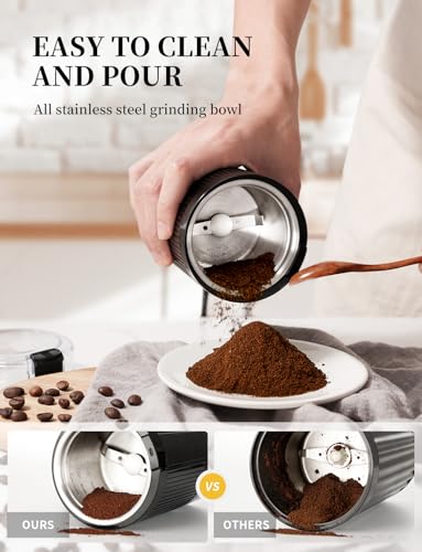 KaffeemüHle Mit Sicheren Und Langlebigen 304 Edelstahlklingen GewüRzmüHle Zum Schnellen Mahlen Von Kaffeebohnen, Getrockneten GewüRzen, Und KräUtern KaffeemüHle Elektrisch Mit ReinigungsbüRste, 60g