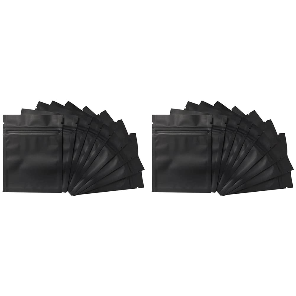 Hndhbfgrt 200 Pack Smell Proof Bags - 3 x 4 Inch Resealable Bags Foil Pouch Bag Flat Zipper Closure Bag Matte Black