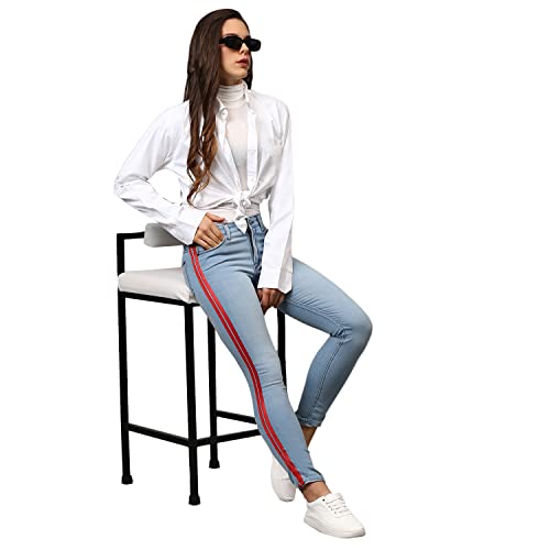 Image of PINACOLADA Women Side Striped Casual Denim Jeans