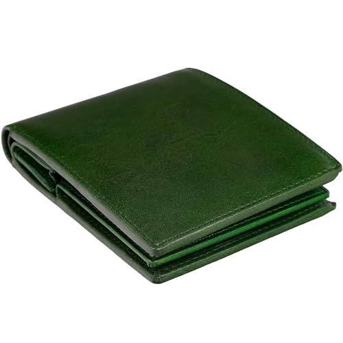 Image of Time Resistance Leather Men's Wallet - Minimalist Wallet Design with Credit Card Holder, Magnetic Coin Holder, and Cash Slots (Green)