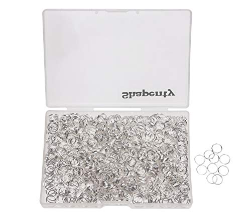 Shapenty 1000PCS Silver Plated Iron Open Jump Rings Connectors Bulk for DIY Craft Earring Necklace Bracelet Pendant Choker Jewelry Making Findings and Key Ring Chain Accessories (Silver, 8mm)