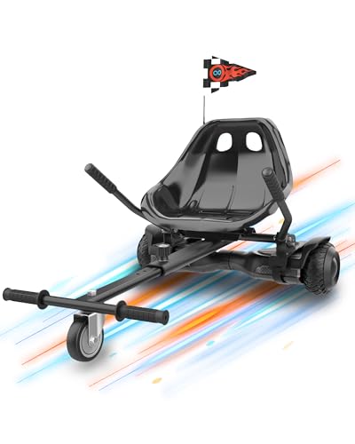 Image of Awwscooter K1 Go-Kart Seat Attachment for Self-Balancing Scooters, Adjustable Frame Fits 6.5 inch /8 inch /10 inch Boards, Easy Install, Kids & Family Fun (Scooter Not Included)-Carbon Black