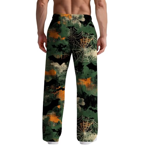 Men's Pumpkin Graphic Pants Fashion Wide Legs Elastic Waist Trousers Casual Halloween Bottoms2