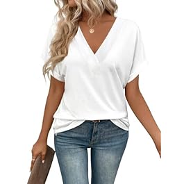 T Shirts V Neck Short...