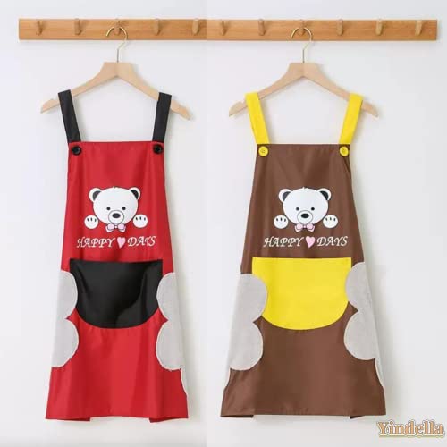 Image of Yindella Waterproof Kitchen Apron for Men, Women Kids - PVC Apron with Adjustable Neck Strap - Cooking, Dishwashing, Cleaning & Home Use, Durable, Oil-Proof & Stain-Resistant