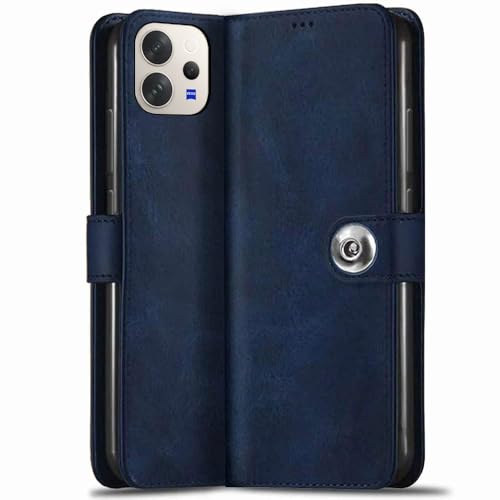 TheGiftKart Genuine Leather Finish Flip Back Cover Case for Vivo V70 5G / V70 Elite 5G | Inbuilt Pockets & Stand | Wallet Style | Designer Button Magnet Flip Back Cover Case (Faux Leather, Blue)