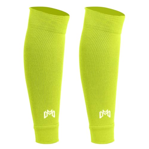 MediCaptain Pre Cut Soccer Sock Sleeves, Companion for Soccer Grip Socks, Securely Holds Shin Guards, Compression Leg Warmer (Neon, One Size)