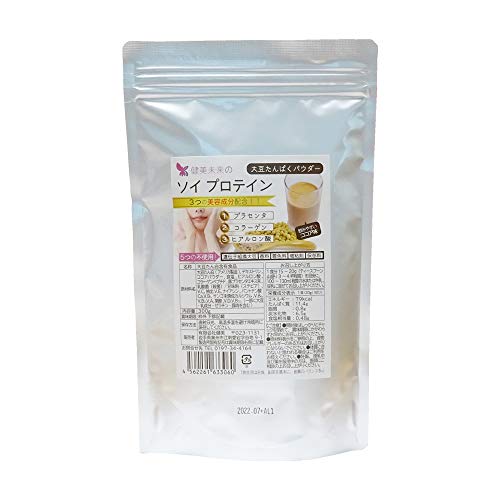 健美未来 大豆プロテイン ソイプロテイン 大豆たんぱくパウダー 300g プロテイン 女性 美容 プラセンタ コラーゲン ヒアルロン酸配合 1袋