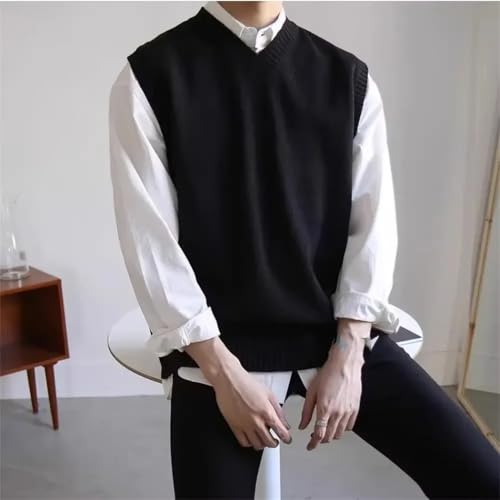 Men's Knit Sweater Vest Sleeveless Waistcoat Cotton Pullover Business Korean Winter Tops2