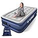 Price comparison product image KAYMAN Single Air Bed (Blue - 200x99x48 cm), Camping Bed with Built-in Electric Air Pump, Self-Inflatable Mattress with Integrated Pillow & Repair Patches, Air Mattress for Guest, Camping & Caravans