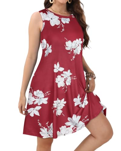 Image of JOLIGAL Womens Summer Dresses Casual Sleeveless Tshirt Sundress Beach Cover Up with Pockets Loose Tank Dress 2026