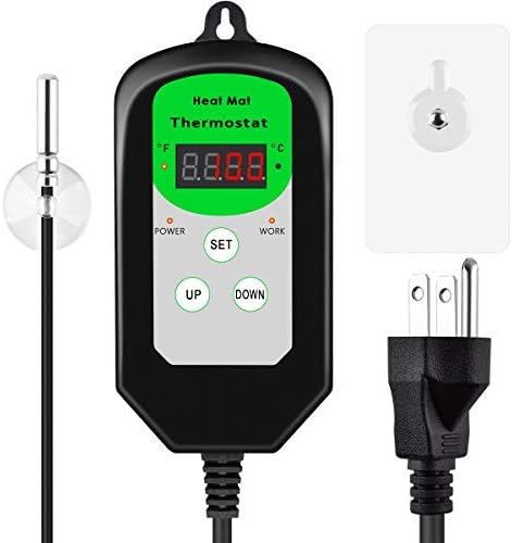 BohoFarm Heat Mat Thermostat Controller Digital Heating Mat Thermostat for Reptile/Germination/Rooting 68-108℉