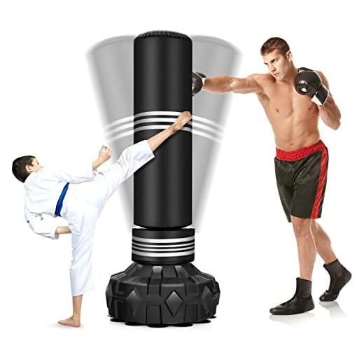 Goplus 67" Freestanding Punching Bag, 220LBS Heavy Boxing Bag with Stand for Adults Youth, Fast Rebound Kickboxing Bag with Shock Absorber, 12 Suction Cup Base, Foam Loop for Kicking MMA Home Gym