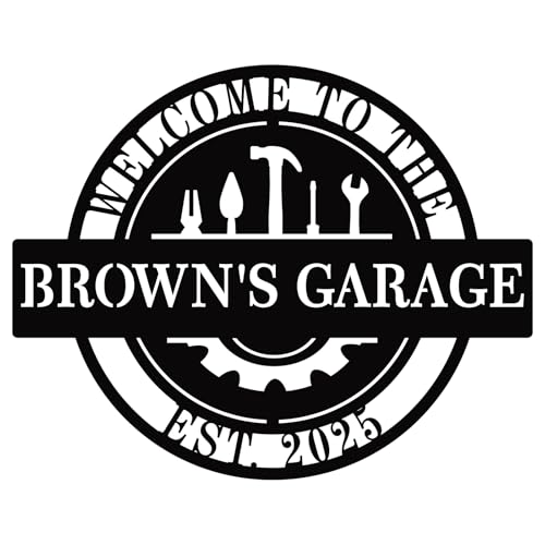 Custom Garage Signs, Personalized Garage Sign, Garage Signs for Men, Garage Decor, Custom Metal Garage Wall Art, Personalized Workshop Signs