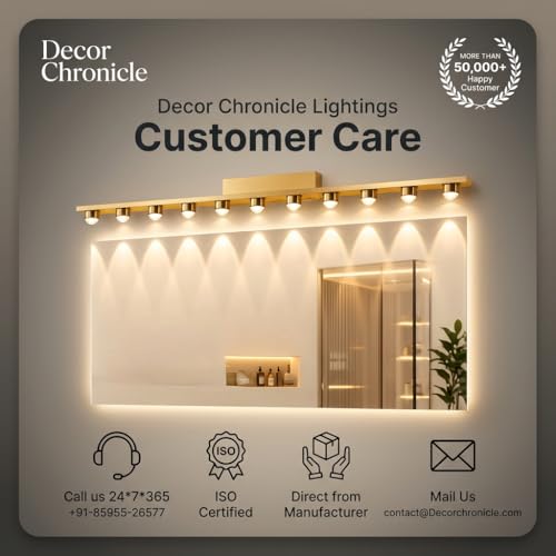 Image of 11-Head Gold Metal Mirror Wall Light | 3-Color CCT (Warm + Natural + Cold White) | 90cm LED Vanity Bar Light for Bathroom & Bedroom
