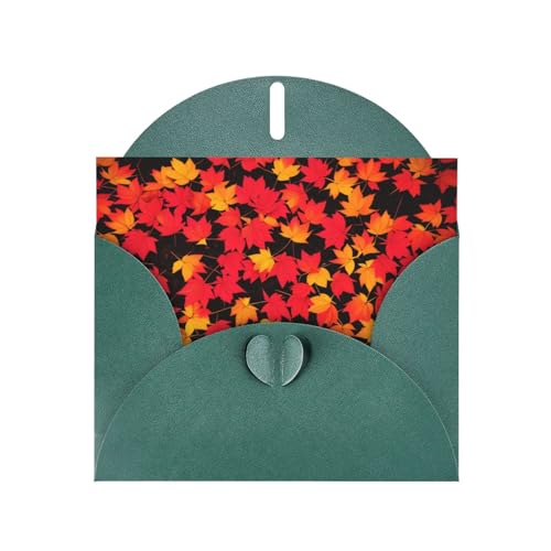 Tarjeta de felicitación con estampado de hojas rojas de otoño ATTBBH verde oscuro para Navidad, cumpleaños y ocasiones especiales