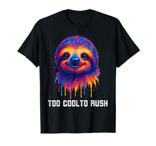 Too Cool To Rush Perezoso Colorido Splash Chill Art Camiseta