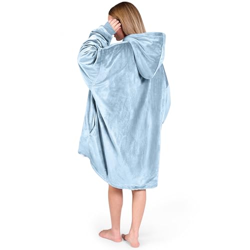 Image of Bare Home Wearable Blanket Hoodie - Soft Plush Sherpa - Warm and Cozy - Oversized Wearable Blanket