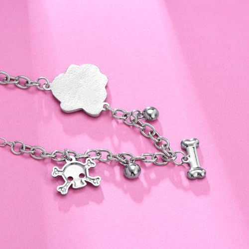 Y2K Skull Bracelet for Women y2k Pink Skull Bracelets Rhinestone Skeleton Link Chain Bracelet Jewelry Gifts3