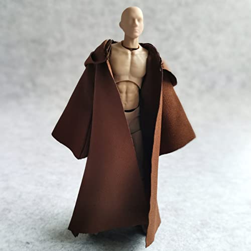 1:12 Scale Fabric Cape Robe With Hat For 6" Bandai Shf Figma Body Doll Action Figure (No Figure) (Brown) #TOP2