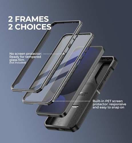 Image of Dexnor for Samsung Galaxy S24 FE Case with Camera Cover & Adjustable Kickstand & Built-in Screen Protector, Magnetic Rugged Shockproof Bumper Cases Heavy-Duty Magnetic Protective Cover,Black
