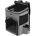 pecute Cat Carrier Backpack Large with Ventilated Design, Foldable Pet Carrier Backpack for Cats and Small Dogs, Dog Backpack Carrier with Safety Strap, Cat Carrier Fits Pets Up to 7.5kg, Grey