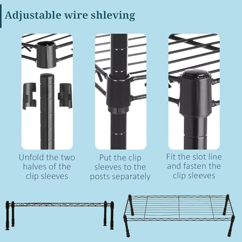 Image of Premium Heavy-Duty 2-Tier Black Metal Wire Storage Rack Shelf Organizer | Adjustable Multipurpose Freestanding Shelving Unit for Home, Office, Kitchen | Size 25 * 60 * 60 cm