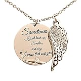 Tuscom New Diamond-Encrusted Angel Wing Love Best Friend Necklace - Sometimes, I Just Smile and Say 揑 Know That was You?(#01-Rose Gold, 17.71in/ 45cm)