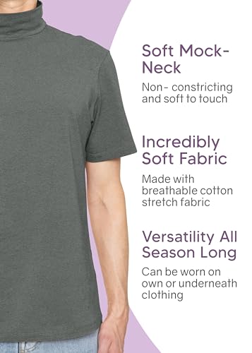 STRETCH IS COMFORT Men's Cotton Mock Neck Short Sleeve & Cuffed Long Sleeve Top4