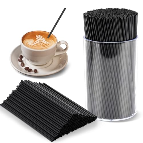 600 Pcs Black Coffee Stirrers Stir Sticks Set - Acrylic Stir Stick Holder Cocktail Straws Bar Straws Drink Stirrers for Coffee Juice Whiskey Home Kitchen Party Supplies