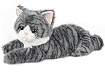 Grey Tabby Cat Stuffed Animals, Microwavable Stuffed Animal Adorable Fluffy Plush for Warmth & Comfort, Heatable & Coolable Lavender Scent Cat Toys, Cute Soft Plushie Cat Gifts for Kids & Adults