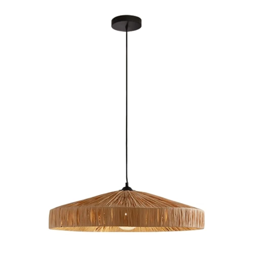 CHUNGYANG Boho Light Fixtures 19.7 Inch Hand-Woven Chandelier for Dining Room Kitchen Island Farmhouse Rustic Hanging Lighting Retro Rattan Wicker Hanging Lamp Natural Materials E27 Lamp Fixture