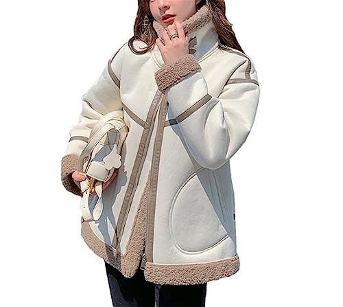 Veste en cuir synthétique femme manteau d'agneau chaud contre le froid d'hiver