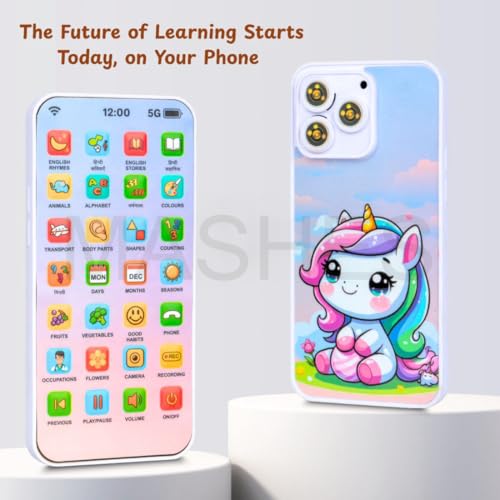 Image of Educational Phone Toy for 2-12 Years Kids Rechargeable 24 Modes Talking Baby Smart Phone Mobile Toy for Boys Girls Christmas Gift Birthday Surprise