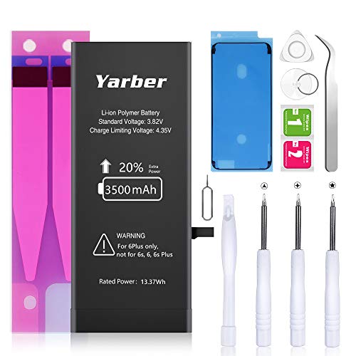 Batería para iPhone 6 Plus de Alta Capacidad, YARBER Batería iPhone 6 Plus 3500mAh Li-Ion con Kits de Herramientas de reparación, Cinta Adhesiva (Solo para iPhone 6 Plus)