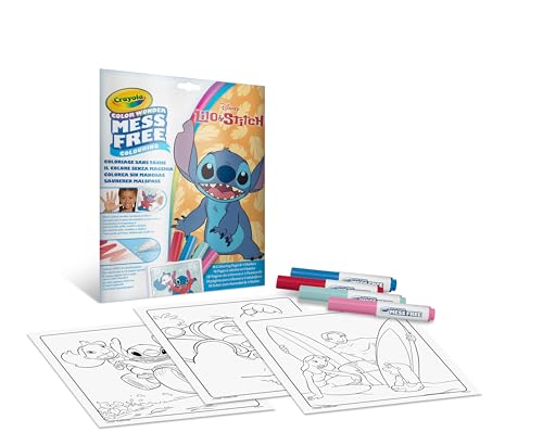 CRAYOLA - Color Wonder, Kit de Coloriage avec 18 Pages à colorier et 4 Feutres Anti-tache, sur le thème de Lilo & Stitch, Activité Créative pour Enfants, 3,4,5 Ans,...