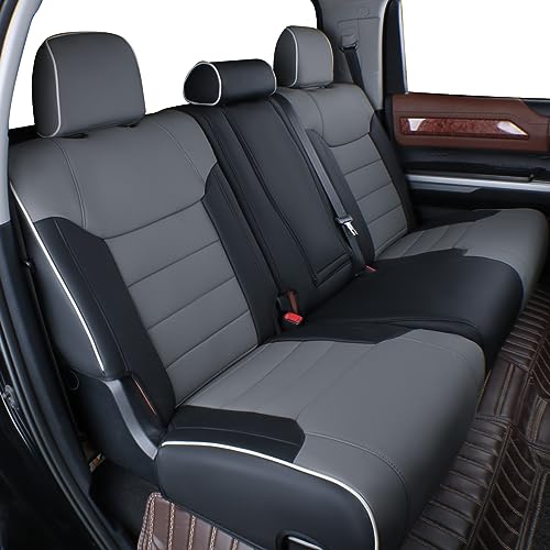 Image of EKR Tacoma Leather Car Seat Covers Custom Fit for Toyota Tacoma 2012 2013 2014 2015 (Regular Seats) - Truck Seat Covers Full Set,Faux Leather(Black /Gray)