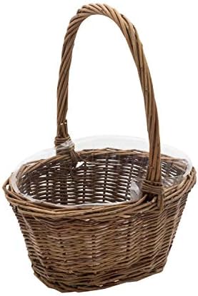 Royal Imports Willow Woven Braided Gift Basket for Easter, Baby Shower, Wedding Flower Girl - Small Oval w/Static Handle & Plastic Insert