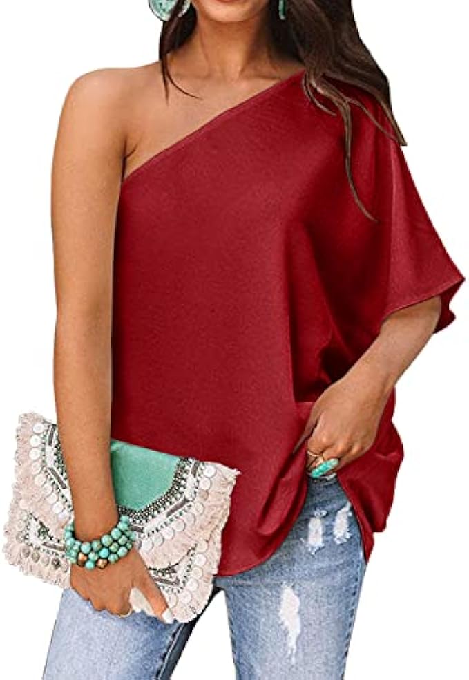 MIHOLL Womens Sexy Off Shoulder Short Sleeve Casual Summer Tops Shirts Blouse