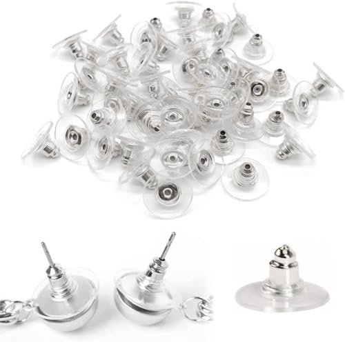 Image of Moud Jewels (200 Pcs Or 100 Pairs Approx) Earring Back Stopper (Silver 100 Pairs Or 200 Pcs Approx)