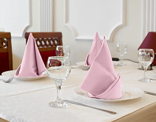 image for Utopia Kitchen Pink Cloth Napkins [12 Pack, 18x18 Inch] Absorbent Cott