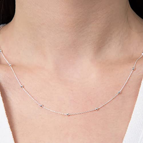 Pretole Silver Layered Necklaces For Women, Sterling Silver Adjustable Simple Choker Necklace Dainty Silver Chain Necklace Set Herringbone Necklace Waterproof Thin Silver Stacked Necklace For Girls #TOP4