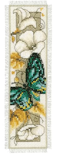 Image of Vervaco Cross Stitch Bookmark Kit Butterfly on Flowers V 2.4 inch x 8 inch