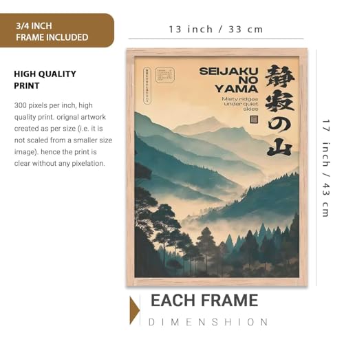 Image of kotart Japan City View Wall Framed Posters | Japanese City View Aesthetic Framed Poster for Living Room Bedroom Gaming Room Studio Wall Decor Set Of 3 (13X17 inch)