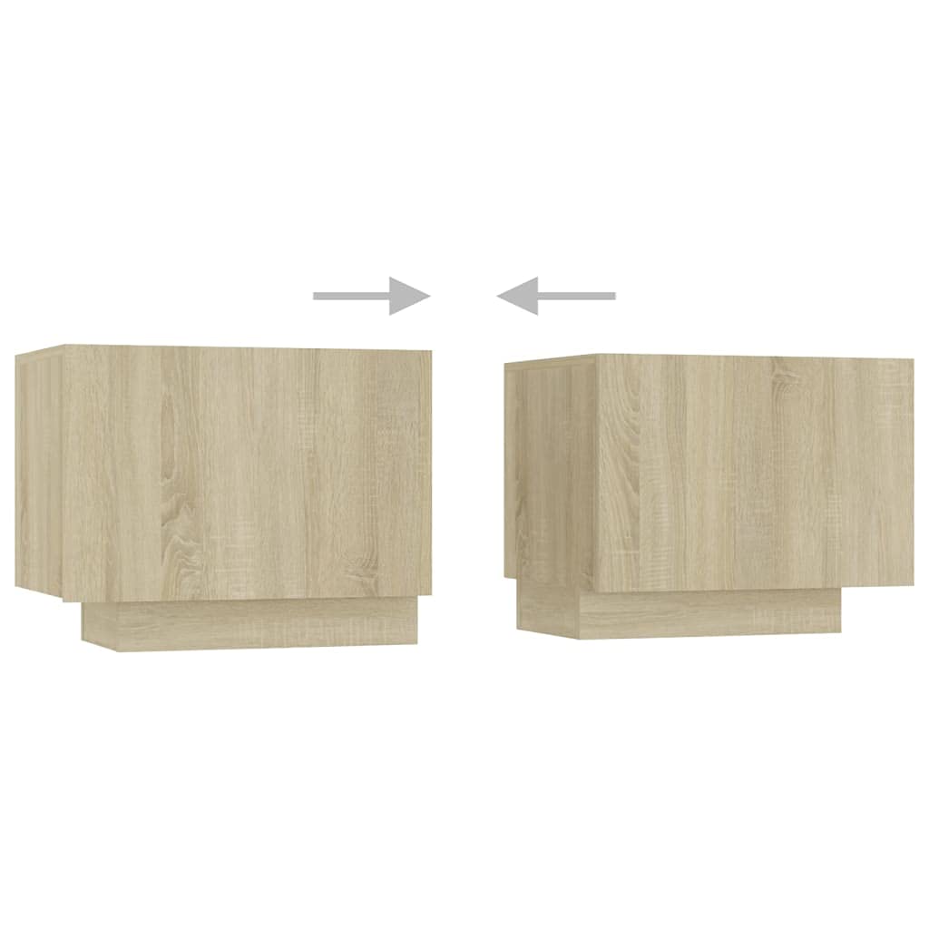 FIRBNUS Mueble TV Madera con Luces LED para Salón, Color Roble Sonoma, 260x35x40 cm, Moderno