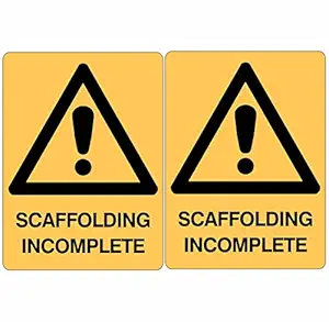 CVANU Scaffolding Incomplete Safety Sign Sticker Self Adhesive PVC Vinyl (Pack of 20)